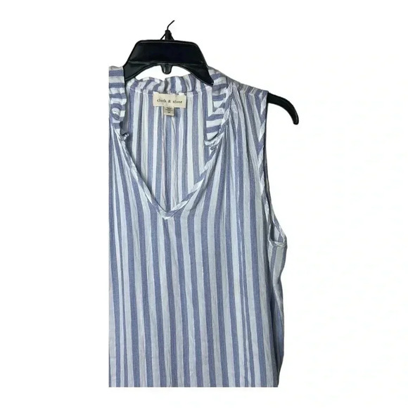 1588. Anthropologie CLOTH & STONE SLEEVELESS TOP STRIPES SIZE MEDIUM BLUE/WHITE - Picture 3 of 10